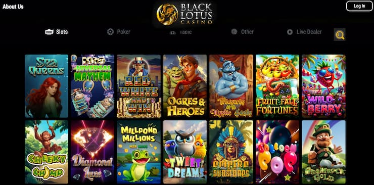 An image of the slots available at Black Lotus Casino, one of the best real money slots sites.